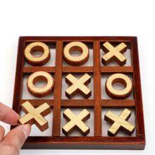 XO Checker Board Tic-Tac-Toe Chess Wooden Toys for Children thumbnail-2