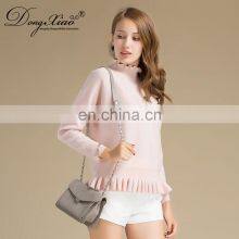 Custom Ruffled Collar Sweaters 100 % Cashmere Knitted Sweater Women thumbnail-2