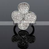 Fancy Lady Jewelry Clover Leaf Design CZ Stones Wedding Deluxe White Gold Ring thumbnail-3