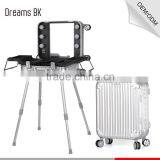 New Style Aluminum Makeup Case With Legs and Lighted Mirror
