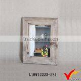 Sandblasting Antique Rectangle Wooden Framed Small Wall Mirror thumbnail-1