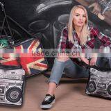 2016 Hot Fashion 3D BOOM BOX Printing One Side Leather Courier Bags Shoulder Bag Message Bags thumbnail-5