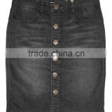 Fashion design women lovely 3/4 buttons denim skirts girls black jeans skirts