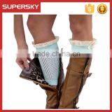 A-33 Crochet Lace Ruffle Boot Cuffs Girl Boho Boot Toppers Cuffs Open Knit Lace Boot Cuffs thumbnail-2