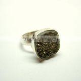 Coated Platinum Druzy Cushion Sterling Silver Jewelry, 925 Solid Sterling Silver Gemstone Ring, Designer Druzy Jewelry thumbnail-1