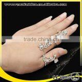 Novelty Antique Silver Rose Flower Shaped Double Ring thumbnail-1