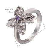Lovely Fashion Jewelry Four Leaf Clover Shaped Inlay Rhinestone Women Wedding Ring thumbnail-2