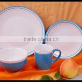 stoneware tableware made in China 16pcs ceramic dinnerware with edge and stripe 2 tone color glaze stoneware dinner set