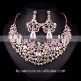 Wholesale Fashion Crystal Rhinestone Necklace Earring Diamond Jewelry Sets Dubai thumbnail-5
