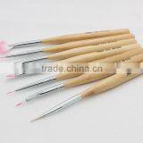 LNZT7-007 7 in 1 Simple Nails Design Wood Nail Brush Set Salon nail art