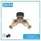Metal Garden Accessory 2 Way Brass Hose Connector Quality Choice