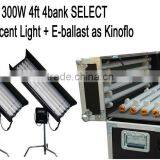 2Kits 4ft 4bank Fluorescent Light + Ballast as Kinoflo+ Flycase + Tubes+ C-stand