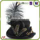 Black Top Hat With Metal Glasses And Plumage Decorative Luxury Hat thumbnail-3