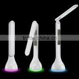 Foldable LED RGB Table Touch Light Switch Reading Lamp Atmosphere Light With Touch Switch Clock Date Time for Bedroom