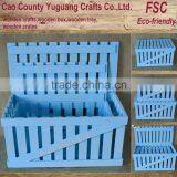 Customized Wooden Fruit Crate Boxes,blue Painting Crate,painted Light Blue Crate Box thumbnail-1