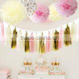 Tissue Pompom Balls Paper Tassels and Garland Tassel Garlands for Baby Shower Decoration Bridal Shower Pink Gold First Birthday thumbnail-1