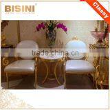 Luxury Italy Baroque Collection Brass 18K/24K Gilded Armchair/ Louis XV Royal Golden Decorative Side Chair, MOQ 1 PC thumbnail-5