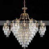 Rococo Style Crystal & Golden Brass Chandelier For Living Room/ Elegant Crystal Chandelier Decorated Droplight Pendant Lamp thumbnail-6