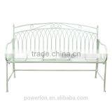 POWERLON Vintage Blue Iron Metal Bench With Small Table Outdoor Patio Benches thumbnail-1