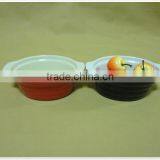 Good Quality Round Colored Ceramic Bakeware With Two Handles thumbnail-4