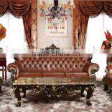 Luxury Copper Carving Leathre Sofa Set for Villa thumbnail-1