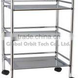 Elegant Looking 3 Tiered Color Glass Food Serving Trolley thumbnail-6