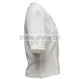 V-neck Short Sleeve Plain White Choli Blouse Designs With Frilled Collar thumbnail-3