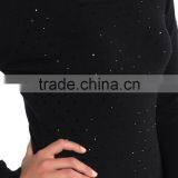 2015 Round Neck Solid Black Beaded Long Sleeve Bottoming Mono Fitness Tight Pullover Womens Dress Wholesale thumbnail-3