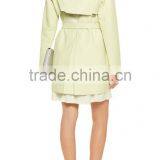 Fashion Design Women Light Green Leather Trench Coat OEM Service thumbnail-2