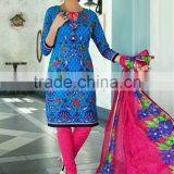 Blue and Pink Color Readymade Printed Suits (Pure Cotton ) thumbnail-1