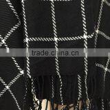 Acrylic Plaid Shawl Scarf Black and White thumbnail-3