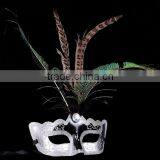 High End Imitation Feather Headdress Mask Masquerade Fashion Cool Indian White Ball Masks for Party Favor Products 2016 thumbnail-1