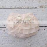 New Arrivlal American Hot Girl Picture Baby Girls Bloomers Plain White 3 Layers Diaper Cover With Bow Wholesale thumbnail-3