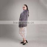 Myfur Women Winter Fluffy Real Raccoon Fur Coat Fur Outerwear Jacket Dark Grey thumbnail-5