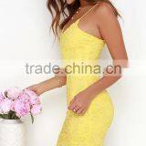 Hot Seller Sleeveless Midi Dress Sexy Yellow Midi Lace Dresses thumbnail-4