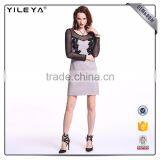 Odm Services Blending Transparent Collar Ladies Smart Casual Lace Dress