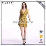 Odm Services Pleated V Neck Sleeveless Dress Flower Slim Waist thumbnail-3