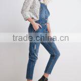 Women's Spring Slim Fit Distressed Denim Jeans Short Suspender Bib Overalls thumbnail-2