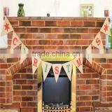 Burlap Hessian Vintage Christmas Bunting Banner Shabby Chic Red Snowflakes thumbnail-1
