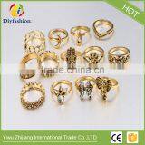 13pcs/Set Boho Vintage Punk Gold Silver Stone Midi Finger Rings For Women Bohemian Ring Set Jewelry thumbnail-2
