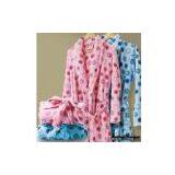 Dot Printed Coral Fleece Bathrobe thumbnail-1