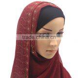 Hot Sale Muslim Chiffon Hijab Scarf With Glitters and Rhinestone Women Fashion Headscarves thumbnail-4
