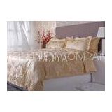 Golden Jacquard Cotton Luxury Hotel Bed Linen Sheet Sets , OEM Hotel Textile Products