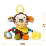 Baby Bed Car Hanging Newborn PLUSH Toy FOR Early Learning Animals Monkey/Dog/Cat/Elephant Doll thumbnail-6