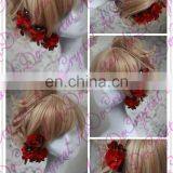 Aidocrystal Red Rose Hair Pin Flower Bobby Pins Red Hair Accessories for Bridal thumbnail-3