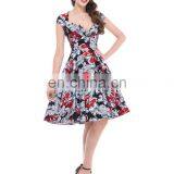 Belle Poque Stock Cap Sleeve V-Neck 17 Patterns Cotton Vintage Retro 50s Dress BP000001-4 thumbnail-2