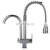 High Quality Double Handed Flexible Commercial Pull up Kitchen Faucet Mixer thumbnail-1