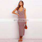 2020 Summer New Sexy Ladies Casual Dress Womens Bodycon Sleeveless Dress With Belt thumbnail-4