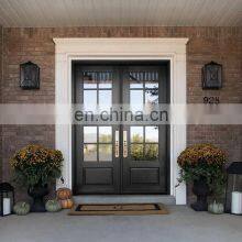 Apartment Custom French Design North American Metal Frame Kick Plate Tempered Safety Glass Exterior Modern Iron Front Doors thumbnail-3
