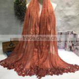 New Arrival Embroidery Lace Flower Brim Matching Fashion Women Lady Scarf thumbnail-2